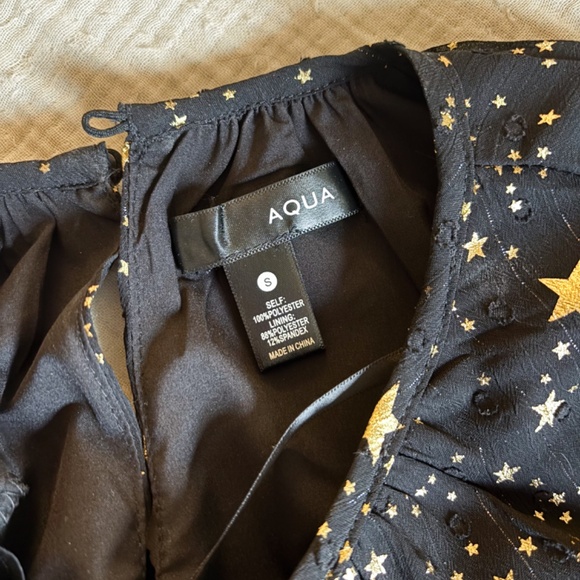 AQUA "Metallic Stripe Star Print Mini Dress" Small - Picture 3 of 5